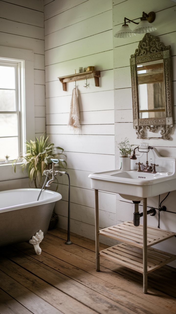 Vintage Charm Meets Modern Comfort in Farmhouse Guest Bath