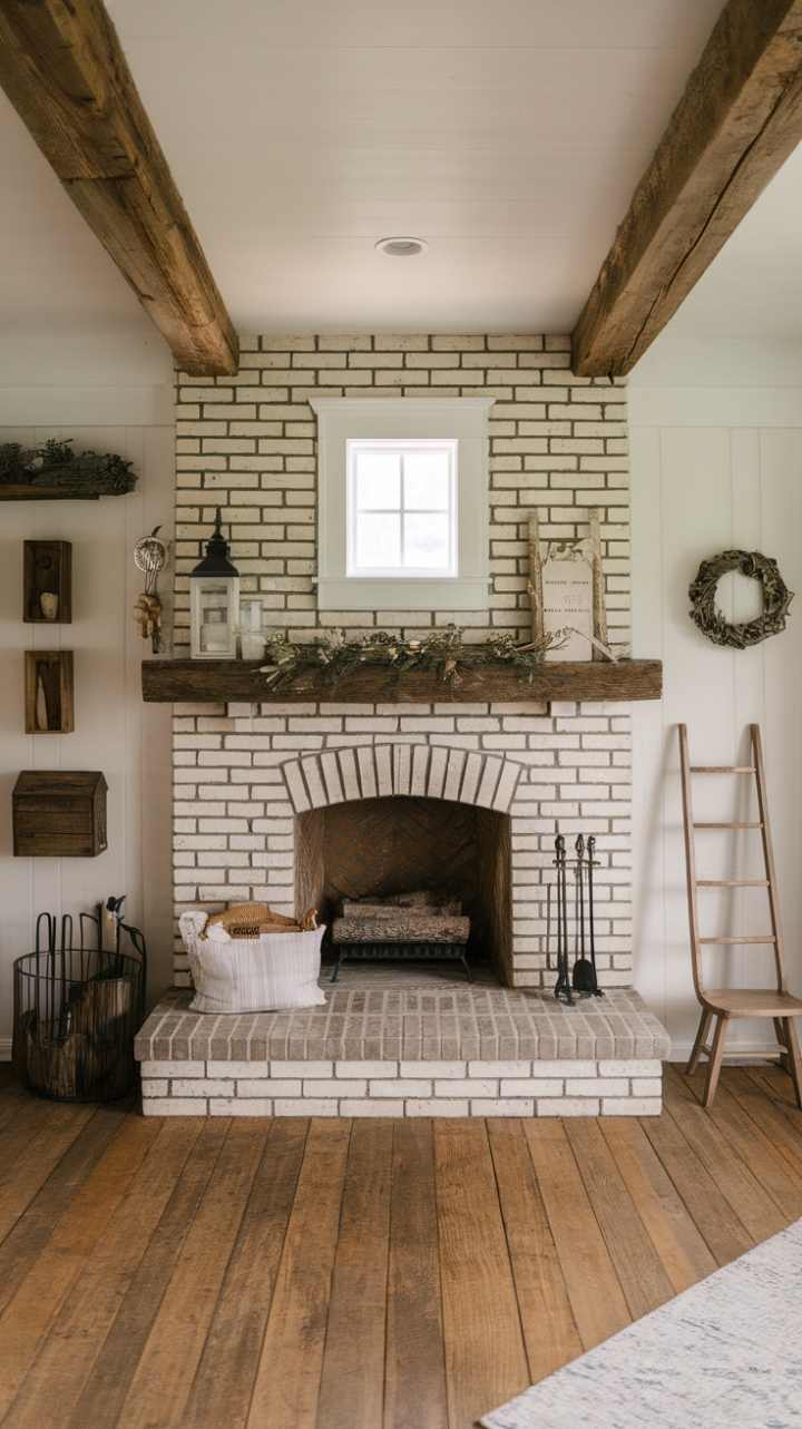 Warmth and Comfort in a Farmhouse Fireplace Setting