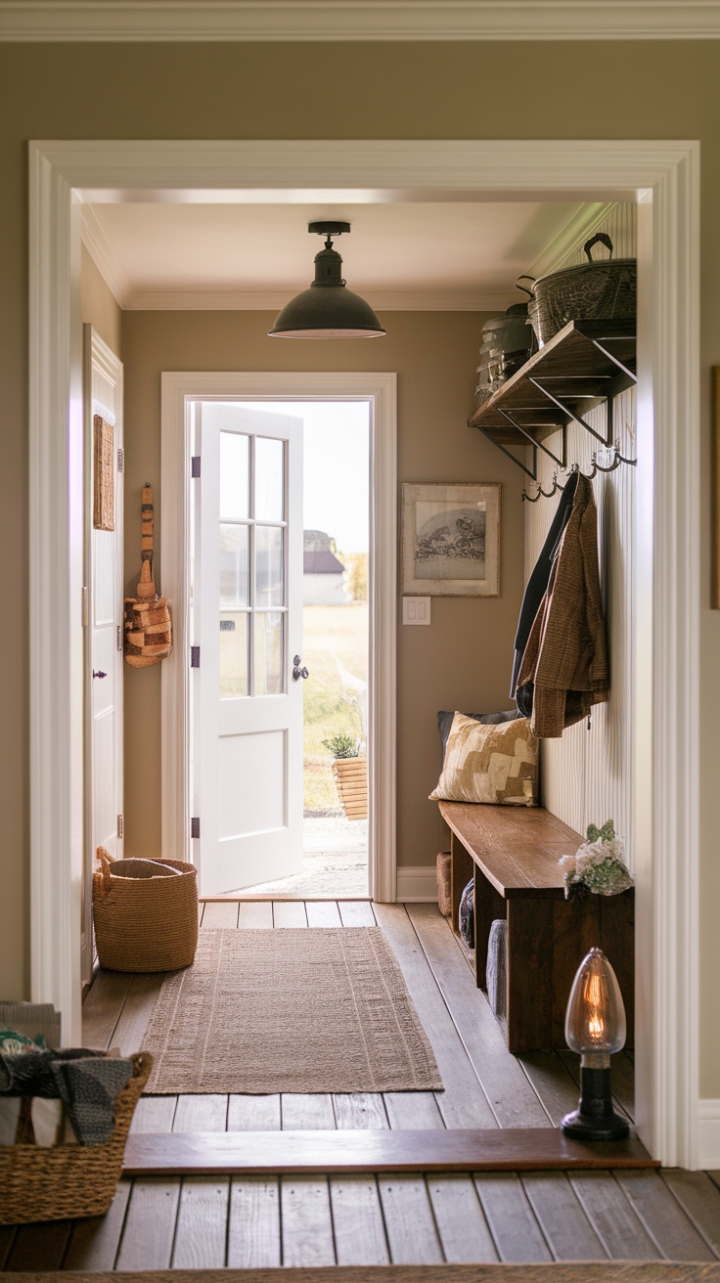Inviting Mudroom with Vintage Charm and Cozy Details