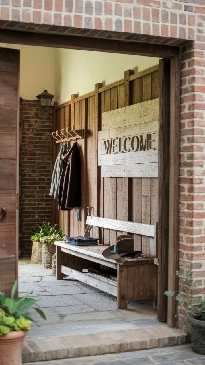 Bright and Welcoming: Functional Farmhouse Entry with Natural Touches