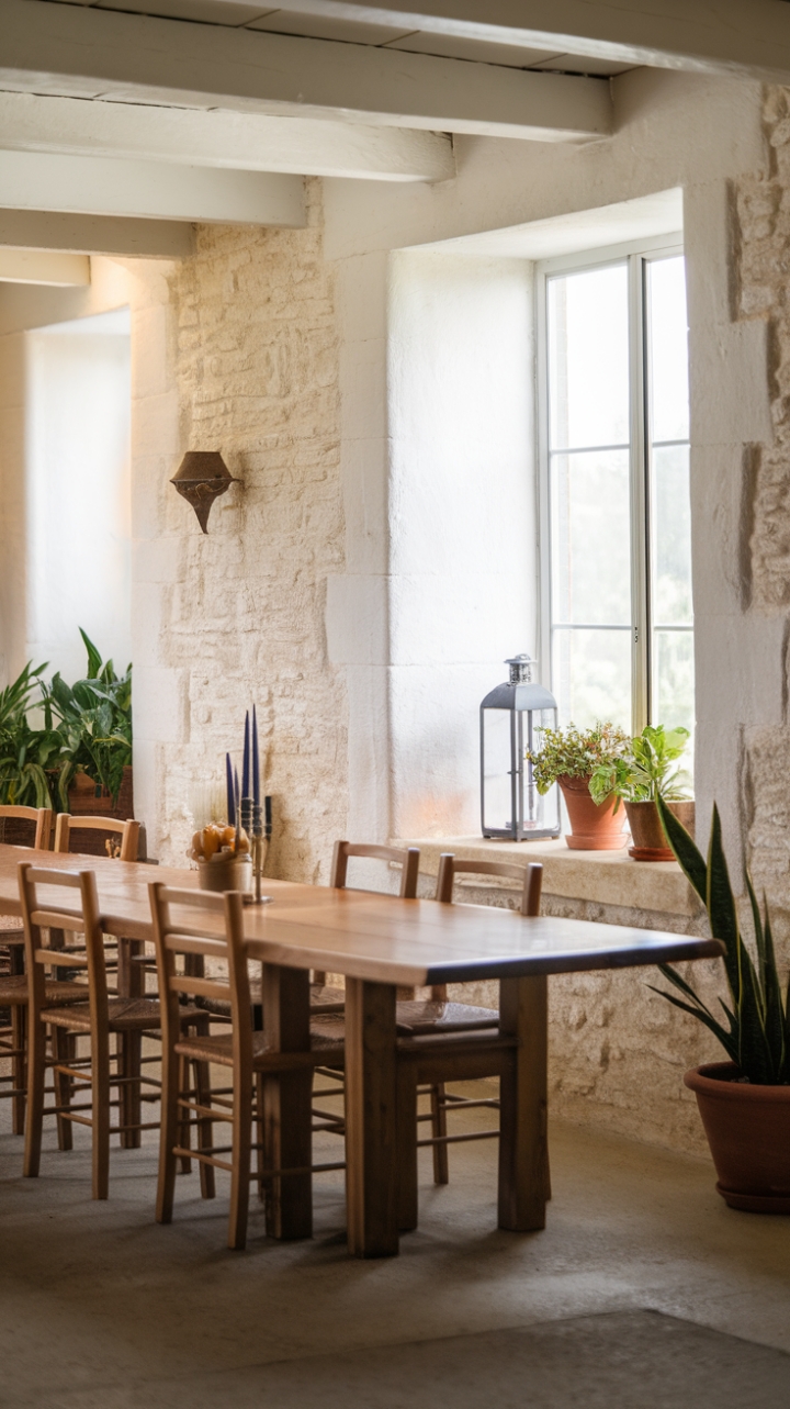 Serene Simplicity: Warmth and Light in a Farmhouse Dining Space