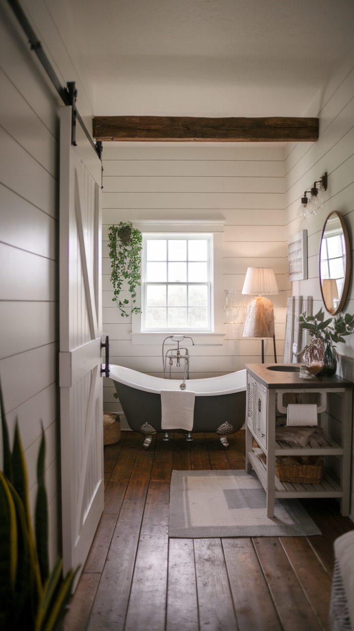 Timeless Charm: Modern Comfort in a Rustic Farmhouse Bathroom