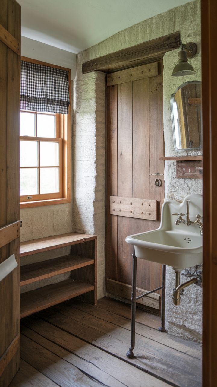 Rustic Charm: A Vintage Farmhouse Half-Bathway