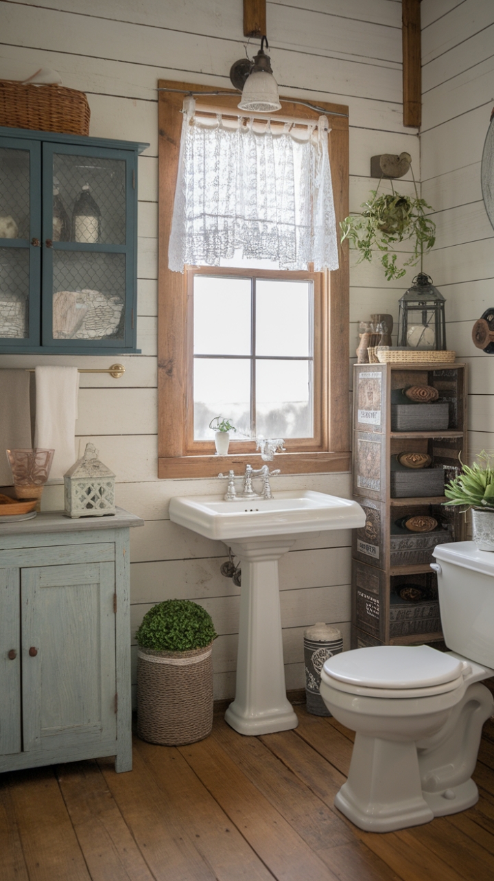 Charming Farmhouse Half Bath with Vintage Charm