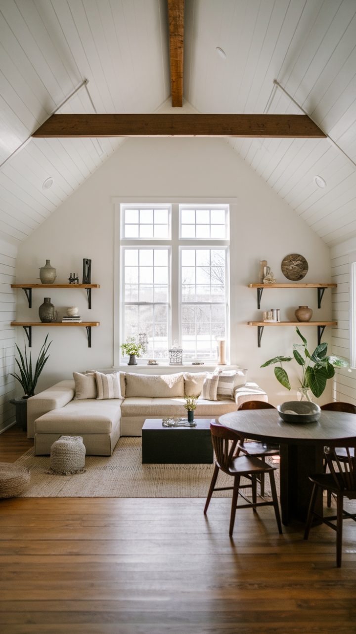 Rustic Charm Meets Contemporary Elegance in a Cozy Living Room