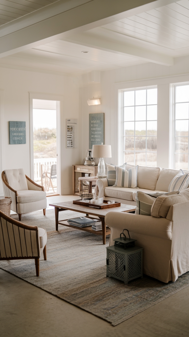 Seaside Serenity: A Coastal Farmhouse Living Room