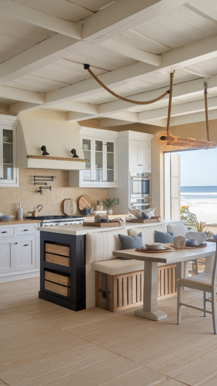 Nautical Elegance and Cozy Comfort in a Beachside Kitchen