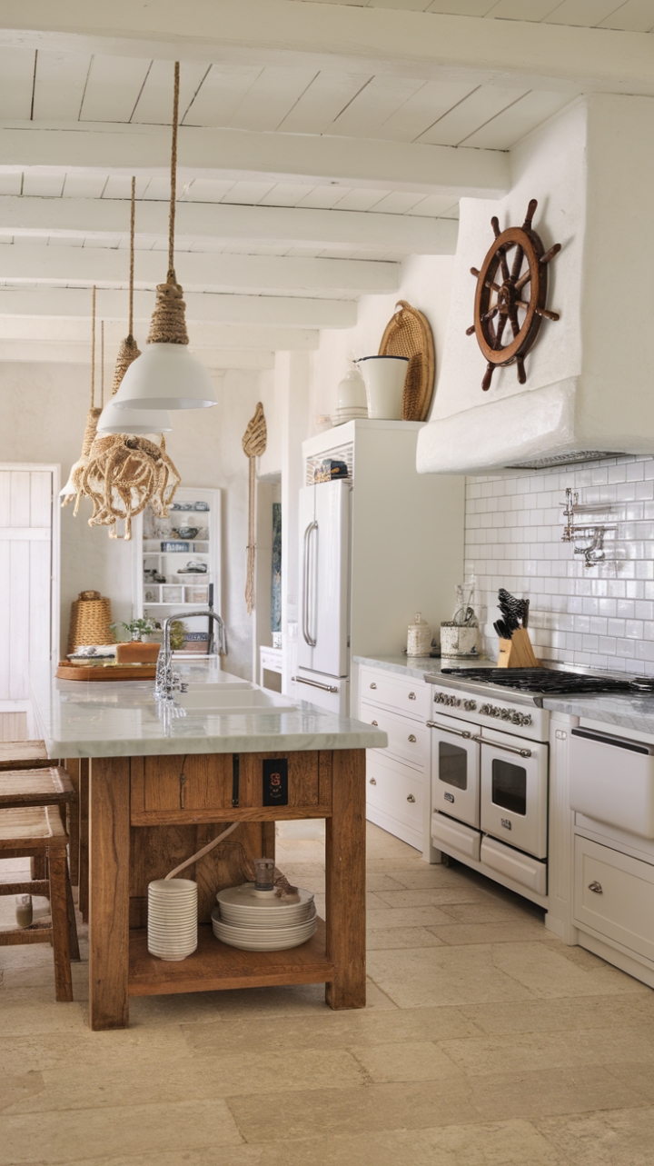 Seaside Serenity: A Coastal Farmhouse Kitchen with Nautical Charm