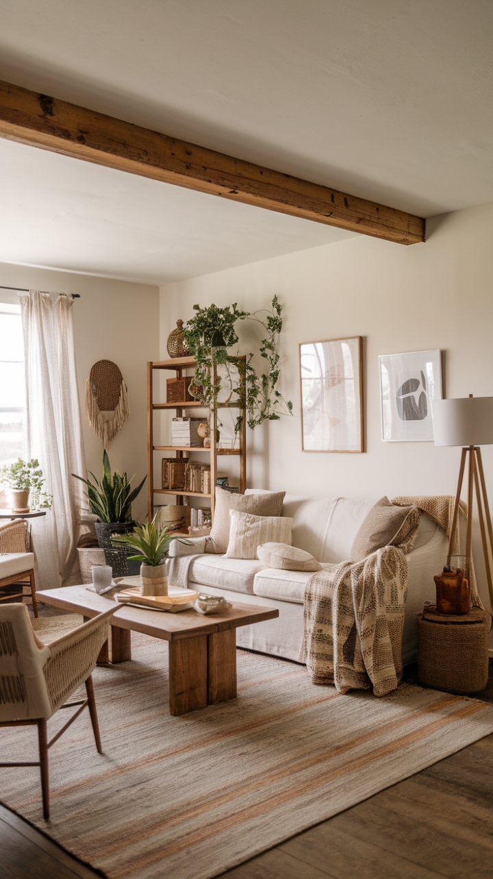 Warmth and Whimsy: A Rustic Boho Living Space