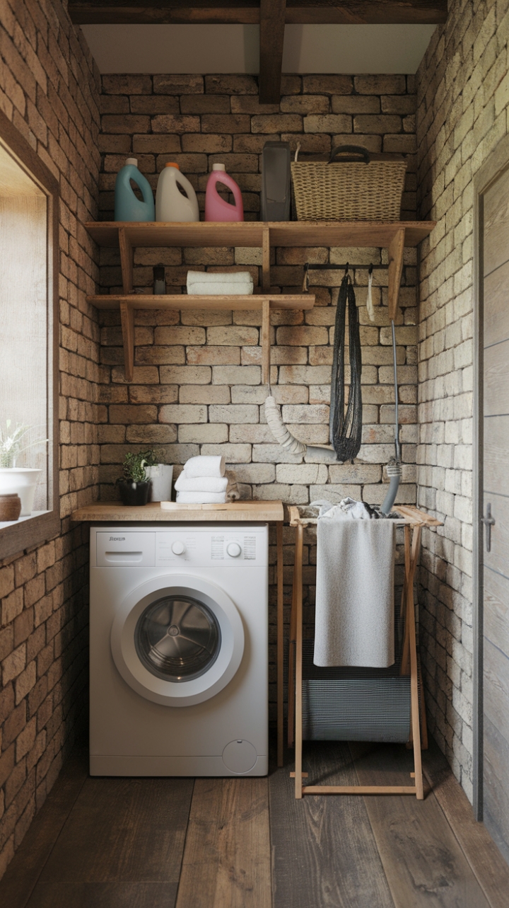 Rustic Elegance: Small Space Laundry with Big Style