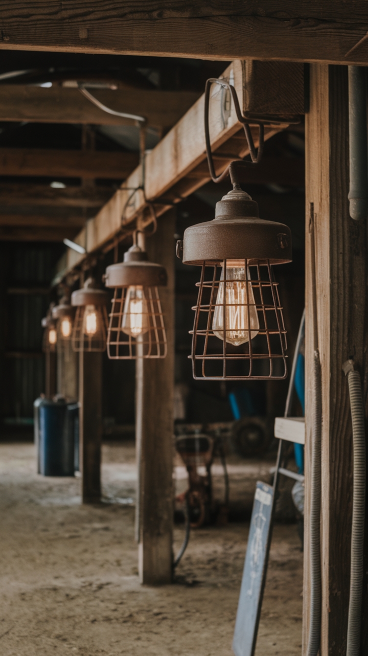 Rustic Elegance with Cage Lights