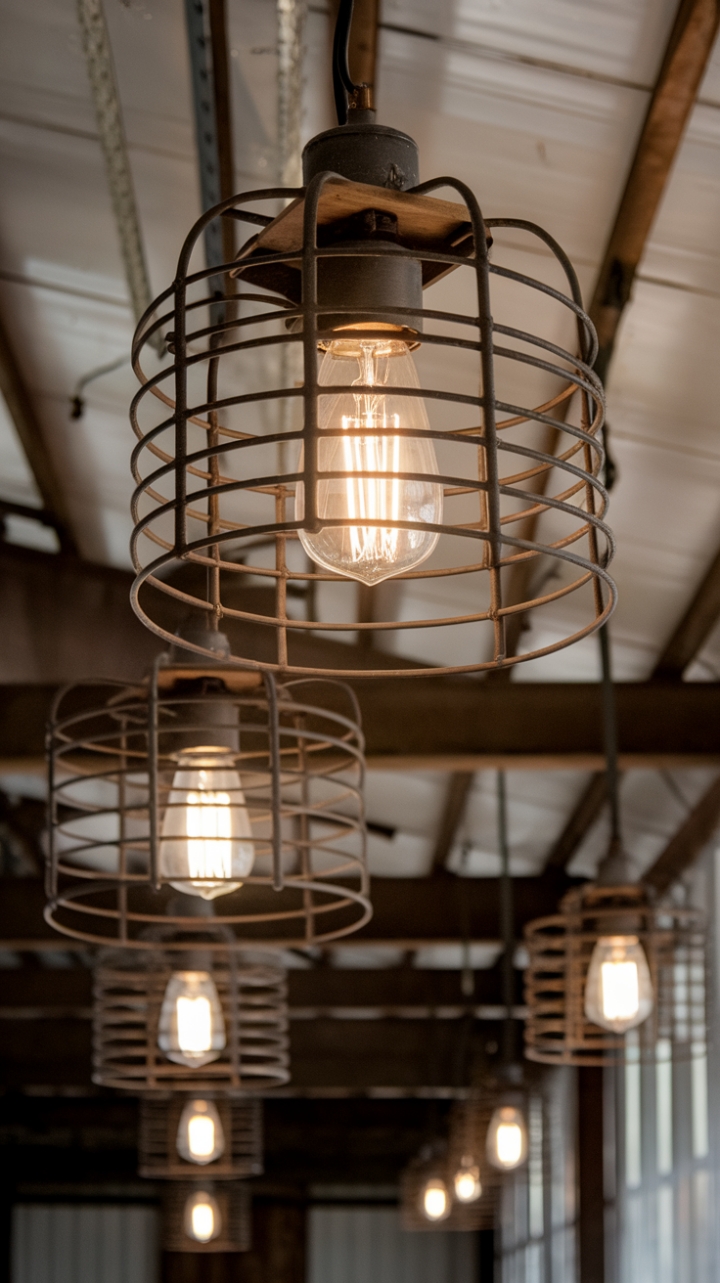Industrial Charm Meets Farmhouse Warmth: Vintage-Inspired Cage Lights