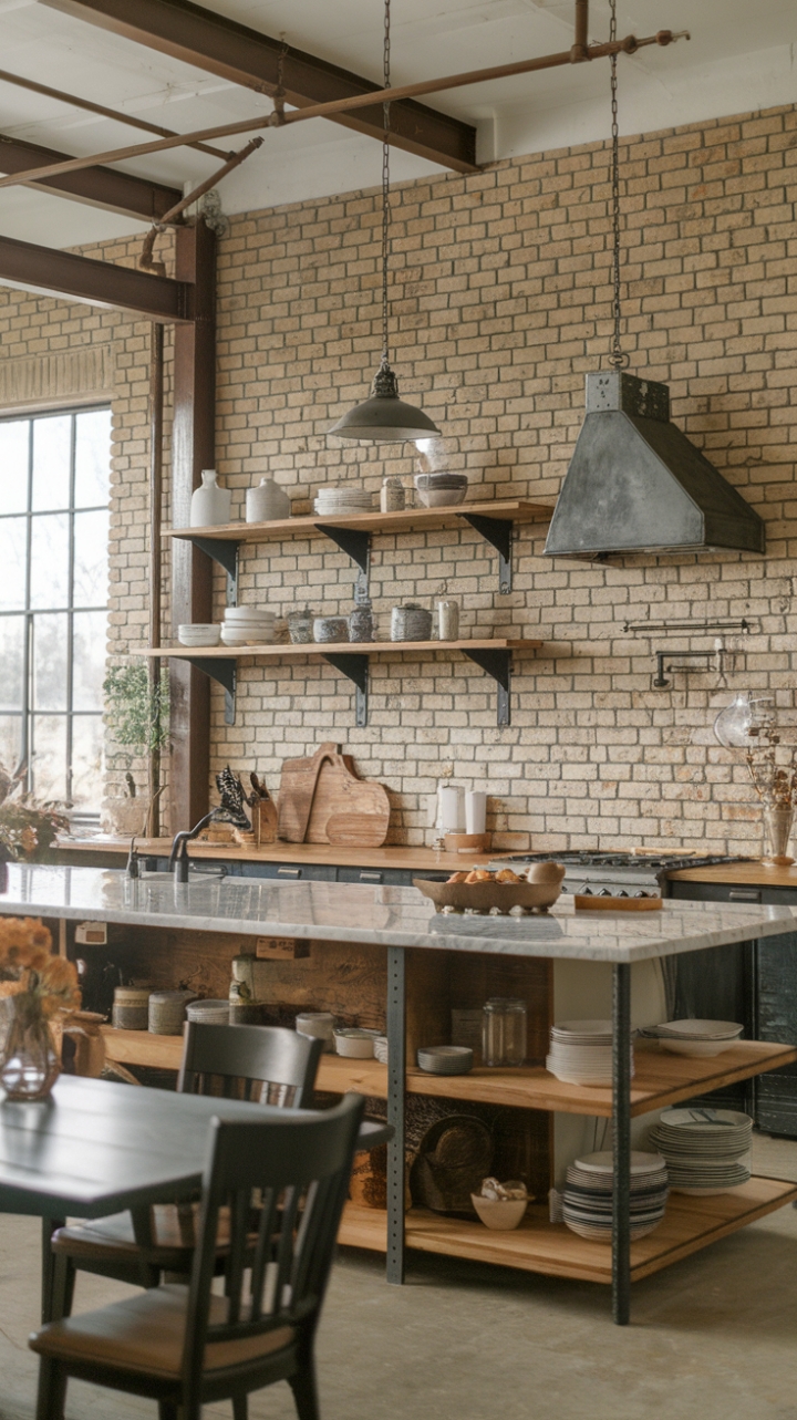 Industrial Charm with Rustic Warmth in the Kitchen
