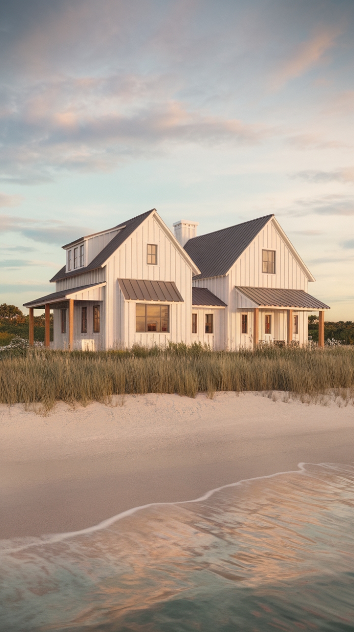 Beachside Bliss: A Perfect Blend of White and Warm Wood
