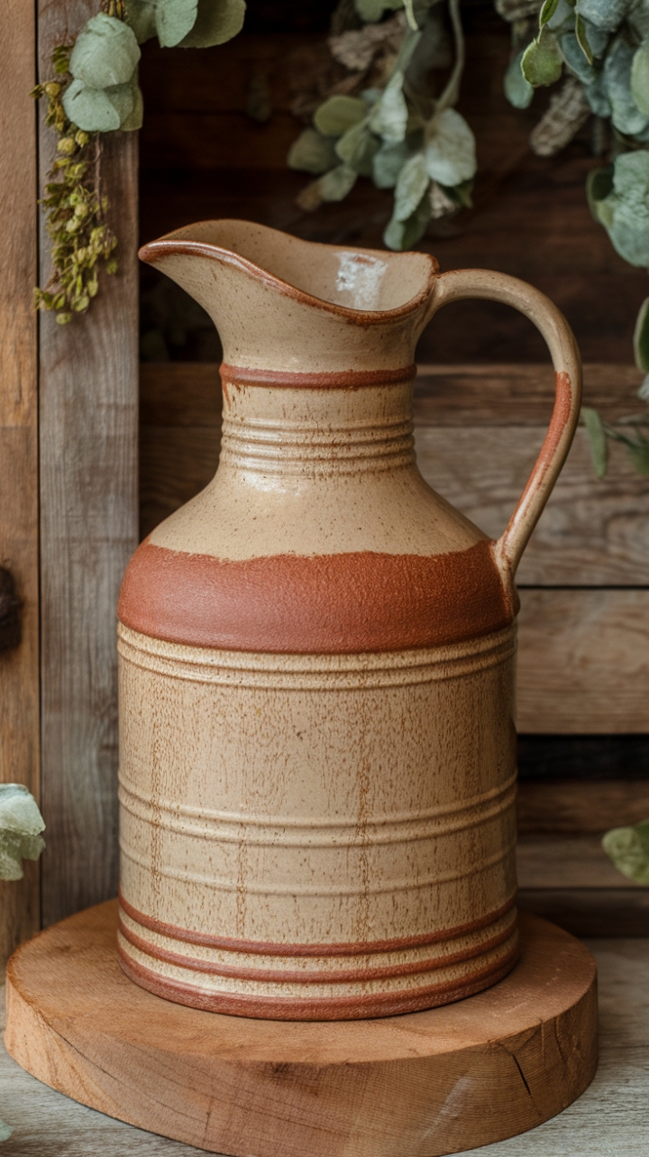 Vintage-Inspired Stoneware Vase with Natural Charm