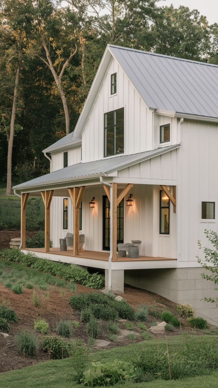 Serene White Farmhouse with Natural Elegance