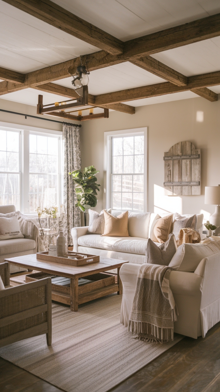Neutral Farmhouse Living Room Inspiration