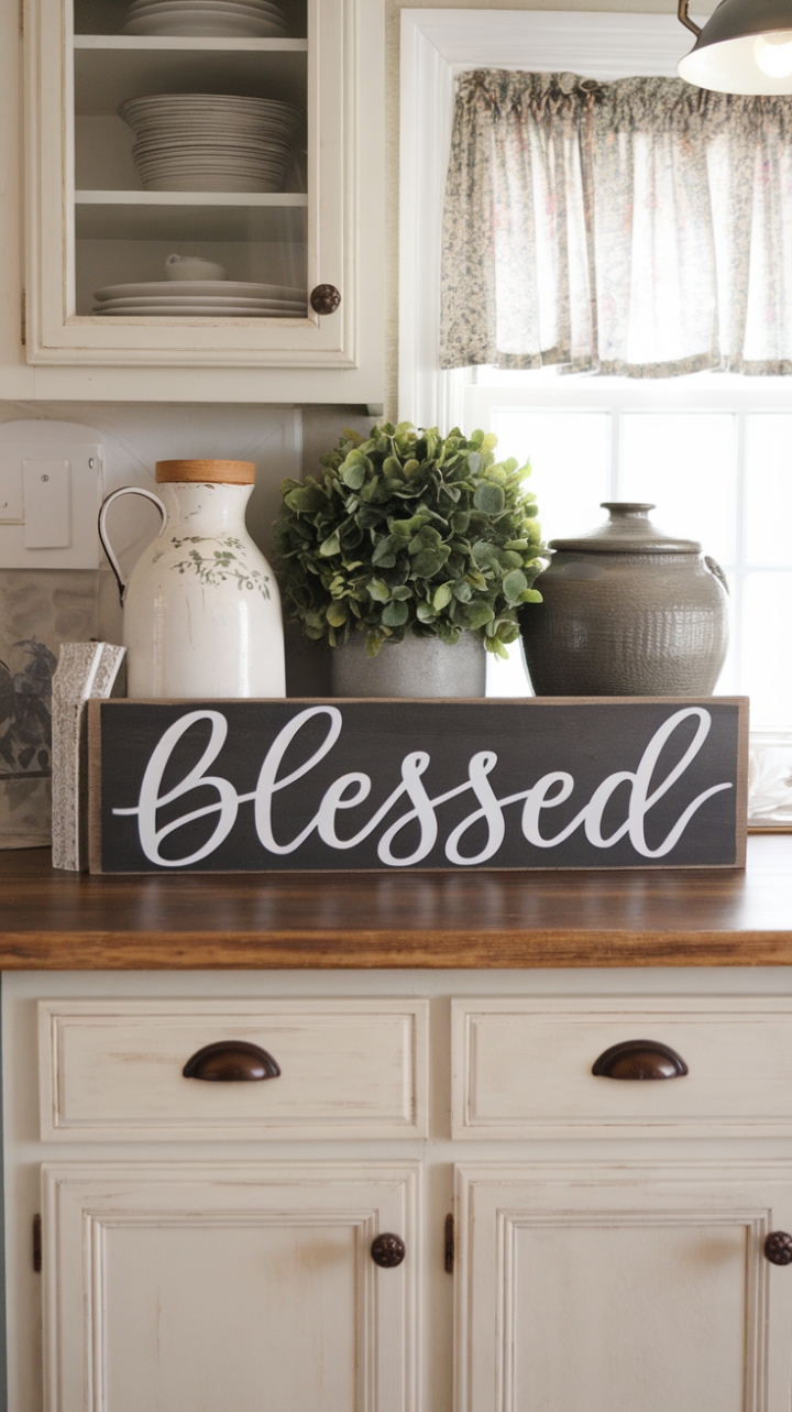 Rustic Charm: A Cozy Farmhouse Kitchen with Heartfelt Decor