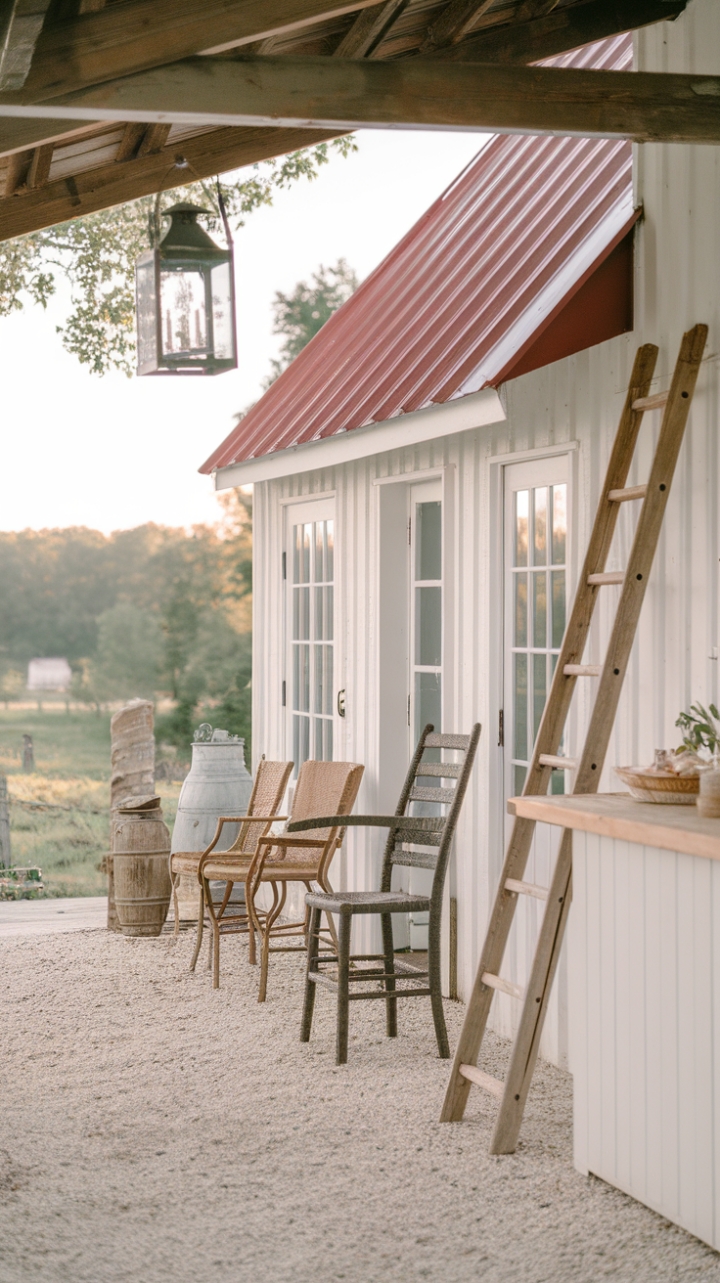 Idyllic Country Kitchen with White and Red Accents