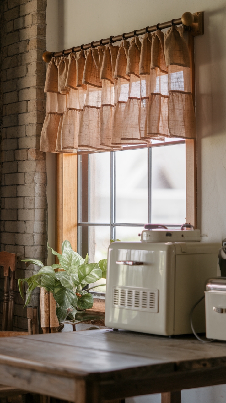 Rustic Elegance: Ruffled Natural Material Valance