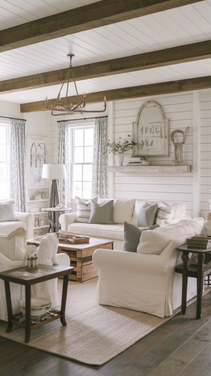 Charming Rustic Living Room with Farmhouse Charm