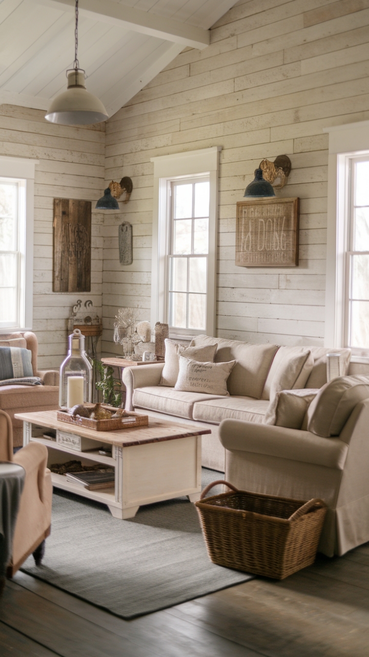 Rustic Comfort: A Farmhouse-Inspired Living Room Retreat