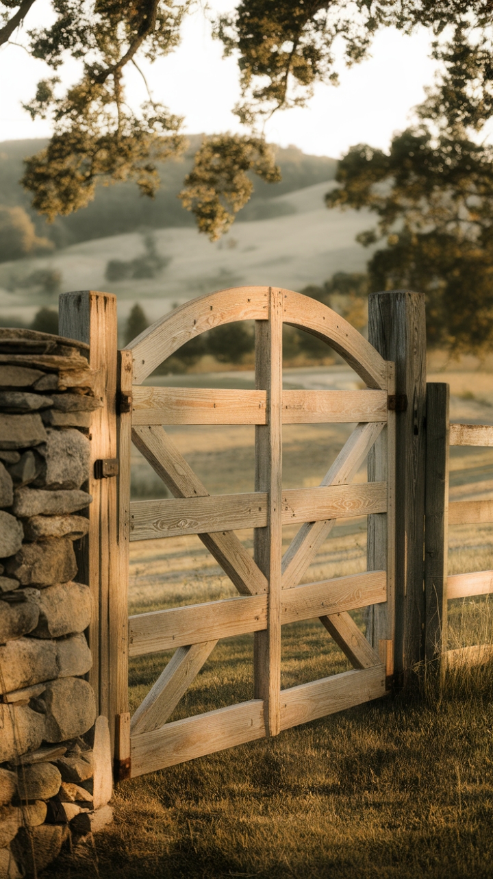 Golden Glow: A Rustic Farm Gate’s Timeless Charm