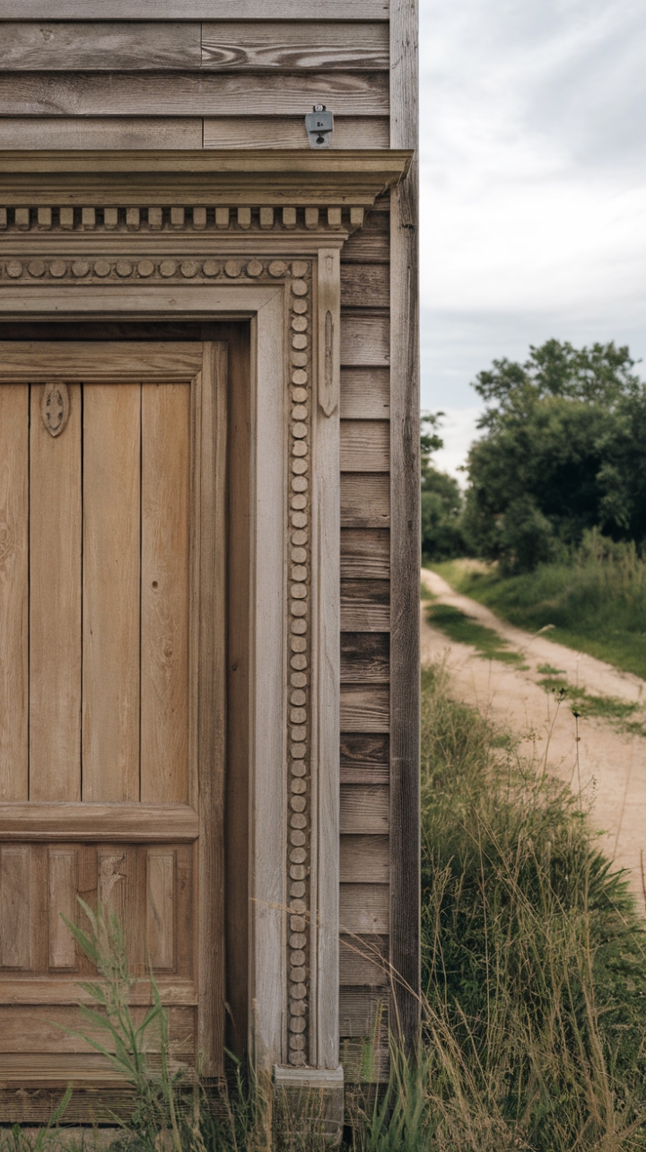Country Elegance: Weathered Wood and Architrave Molding