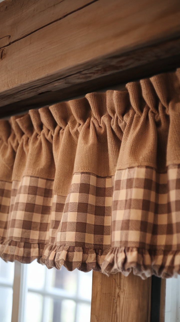 Charming Gingham Burlap Valance for Farmhouse Style