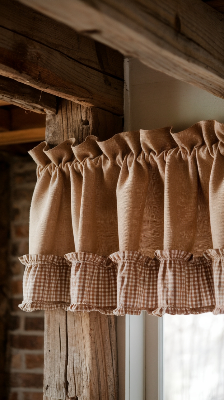 Farmhouse Charm: Burlap and Gingham Window Accent