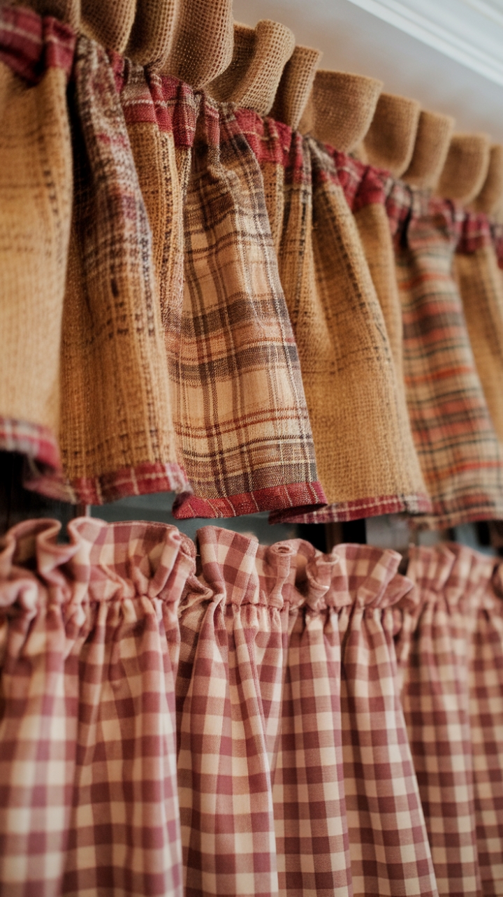 Rustic Charm: Farmhouse Window Valance with Burlap and Gingham