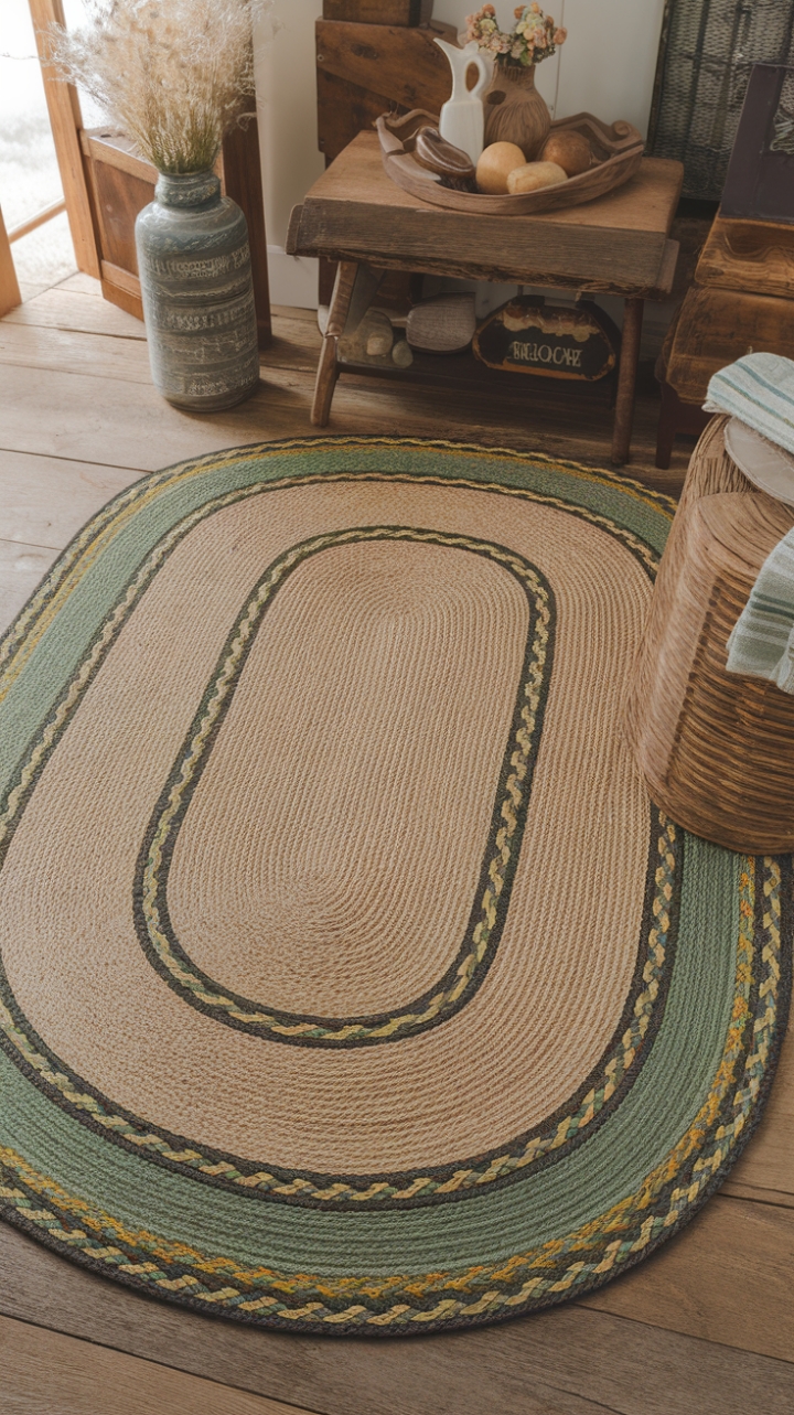 Vintage Touch: Natural Fiber Braided Rug for Rustic Rooms