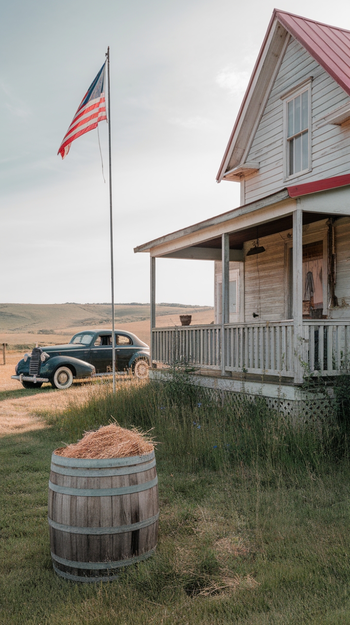 Vintage Charm and Patriotic Spirit in a Country Farmhouse