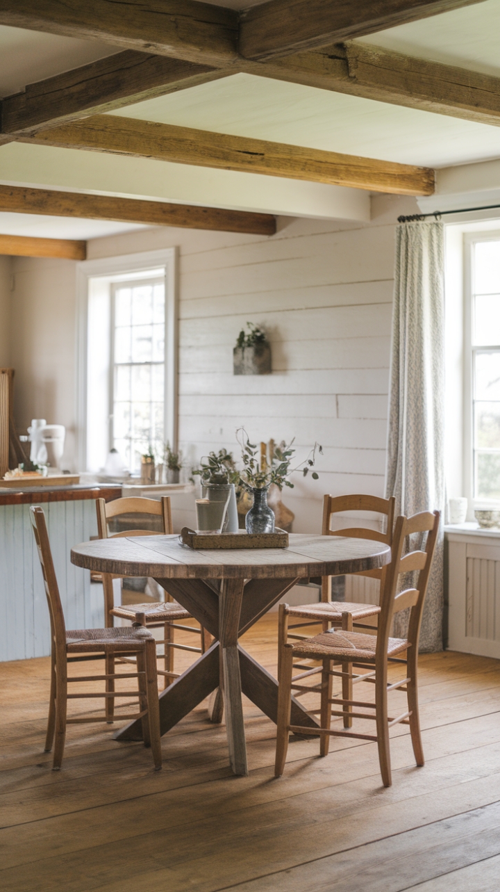 Cozy Farmhouse Dining Spot with Natural Wood Charm