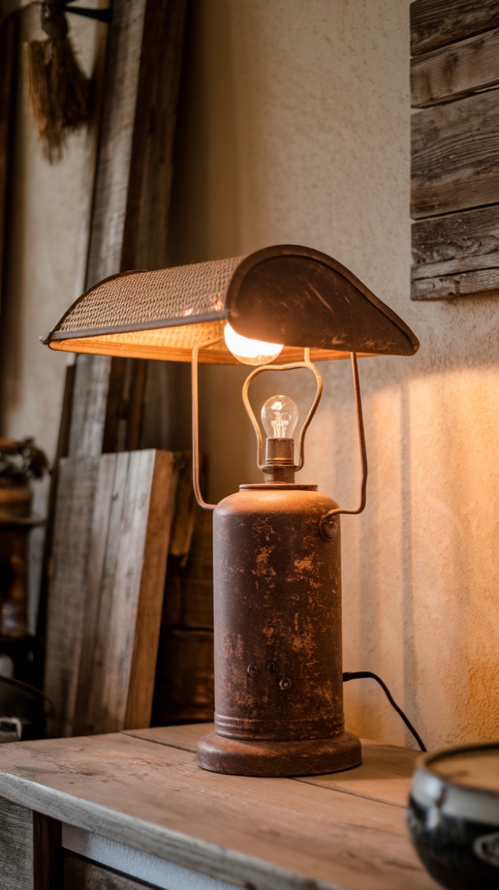 Rustic Warmth: Distressed Finish Lamp for Country Spaces