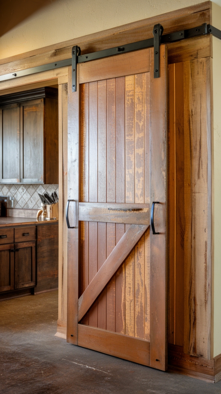 Barn Door Charm: Adding Texture and Functionality to the Kitchen