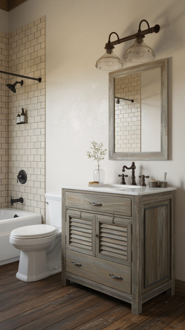 Rustic Vanity Light Enhances Farmhouse Charm