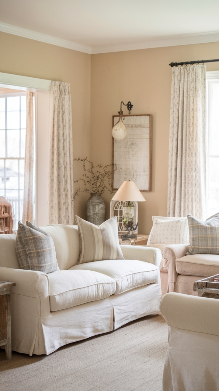 Cottage Comfort: A Warm and Inviting Living Room Retreat