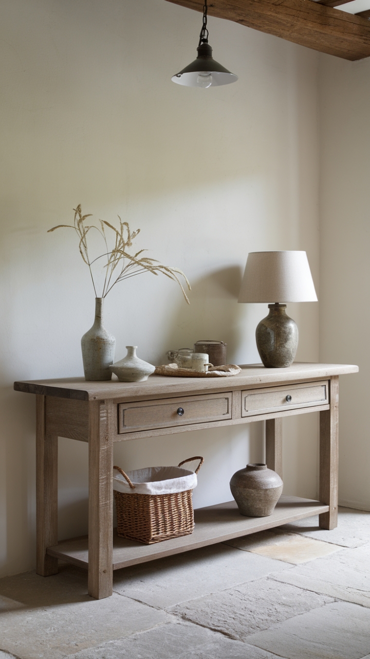 Rustic Elegance: Farmhouse Console as the Heart of Your Entryway