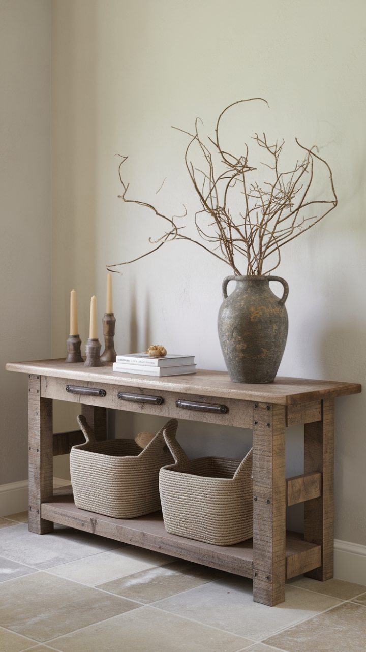 First Impressions: Rustic Console Adds Charm and Warmth