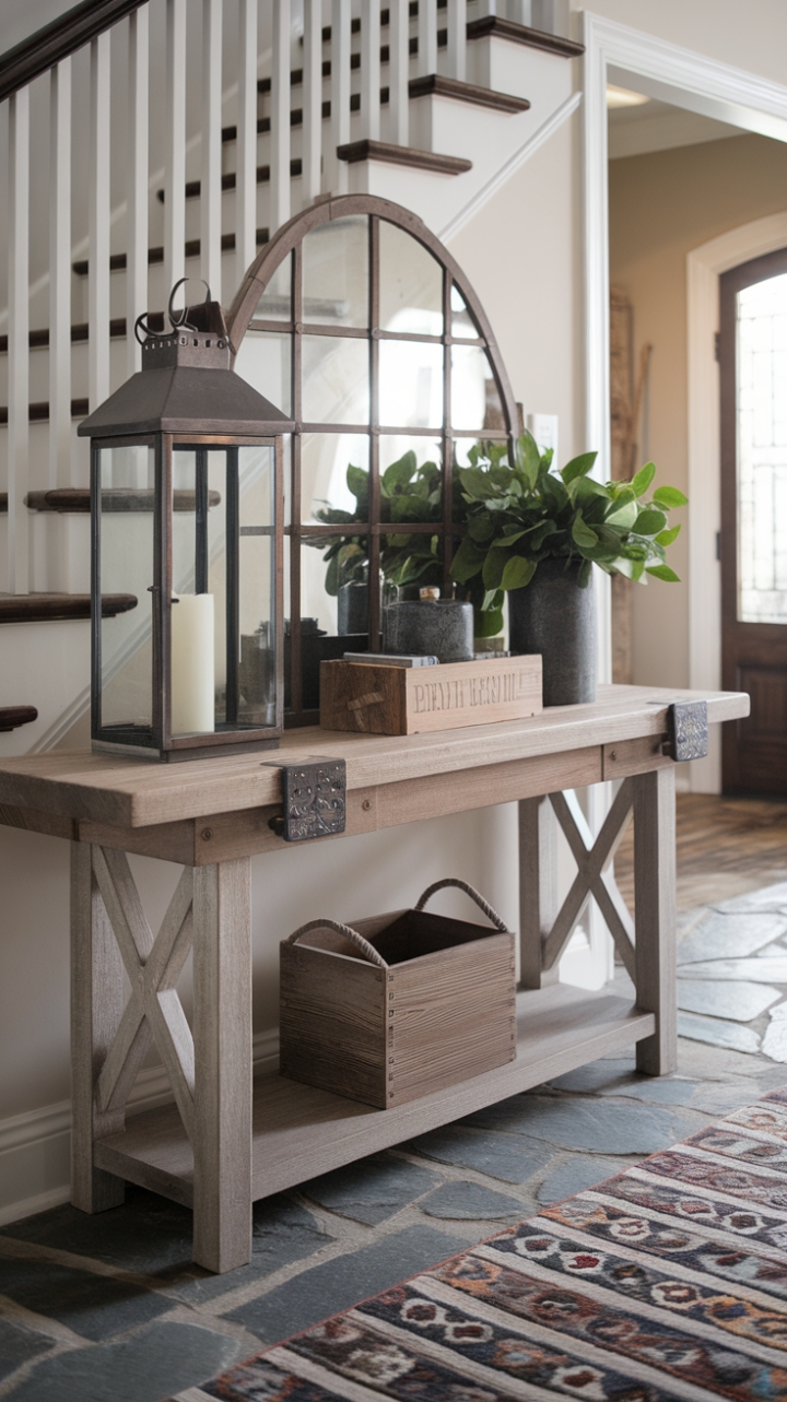 Warmth and Character in Farmhouse Entryway