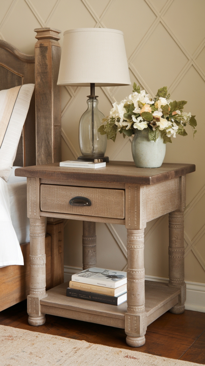 Cozy Country Elegance: A Warm Touch for Your Nightstand