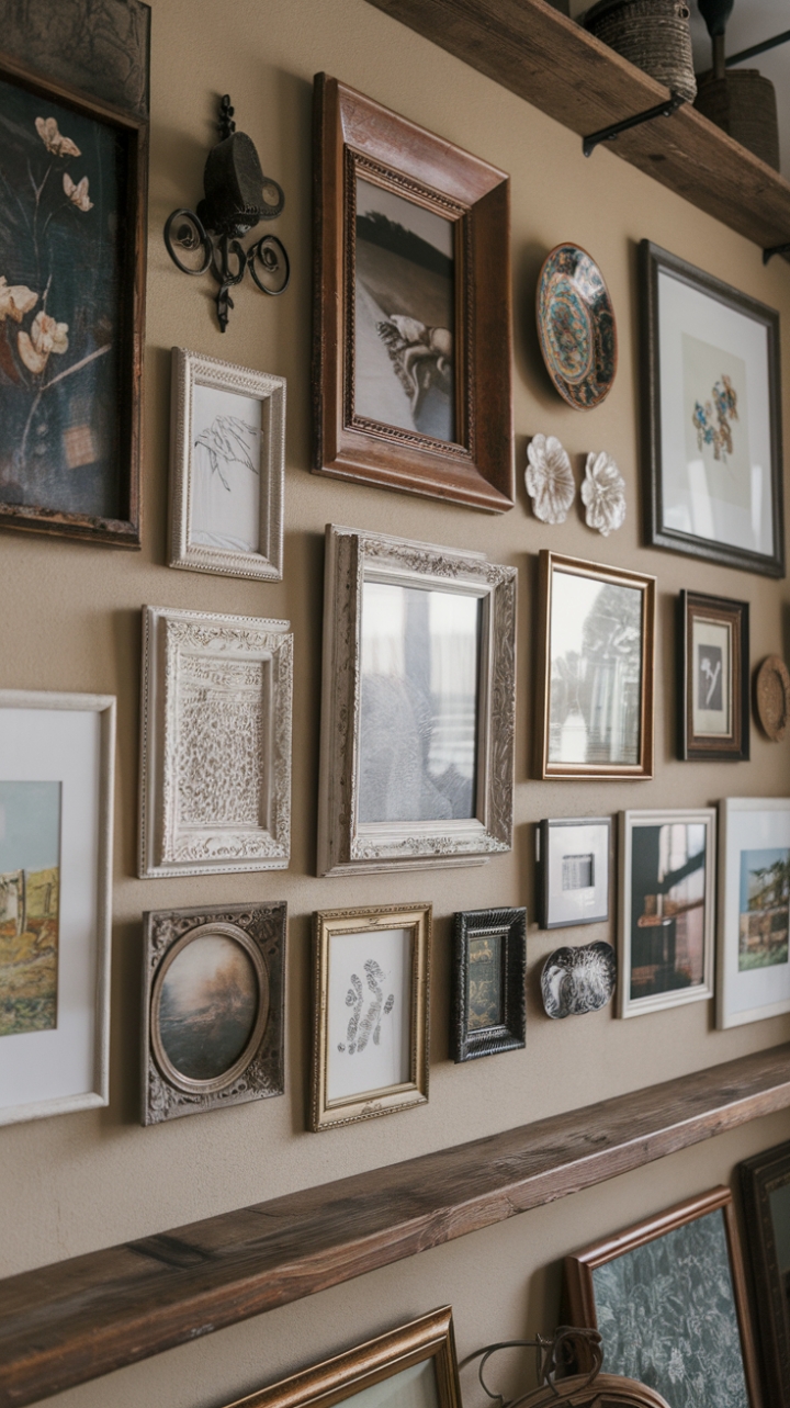 Rustic Elegance: A Gallery Wall of Vintage and Modern Charm