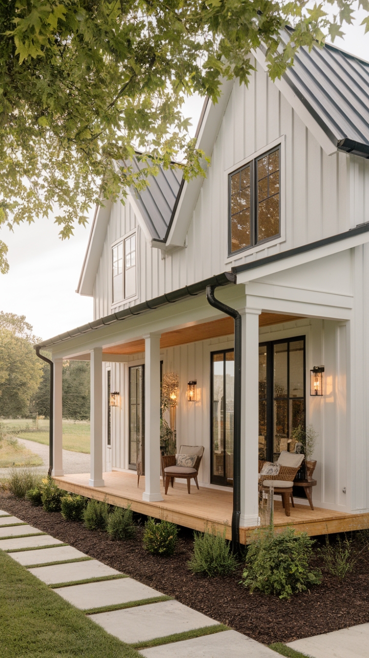 Charming Modern Farmhouse with Striking Black Accents