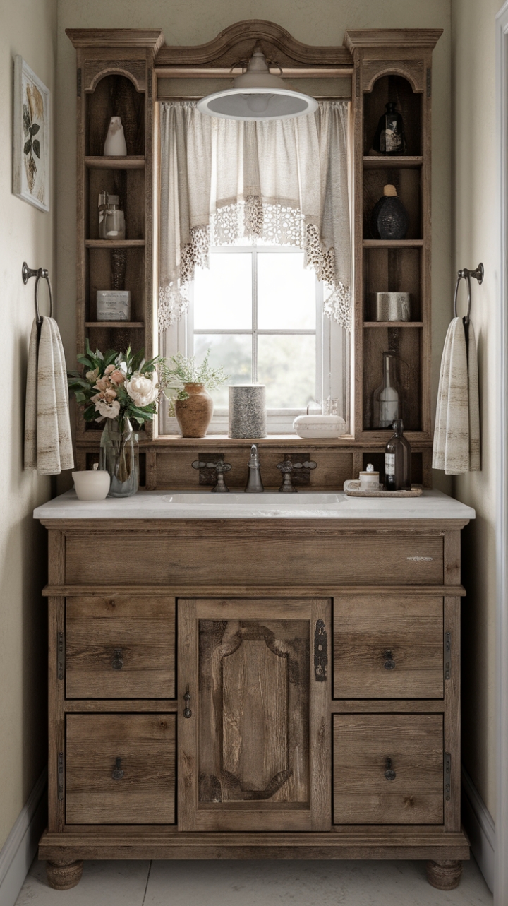 Rustic Elegance: Farmhouse Vanity as a Shabby Chic Focal Point