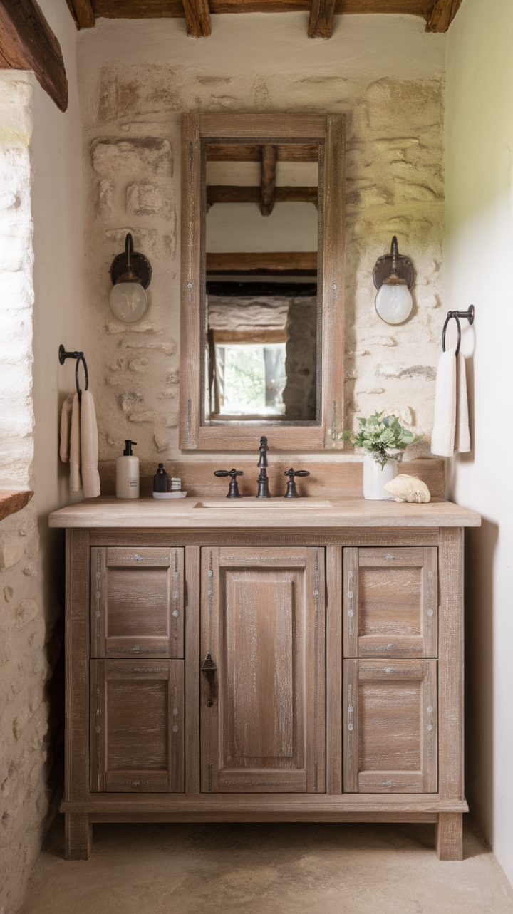 Rustic Elegance Meets Vintage Vanity