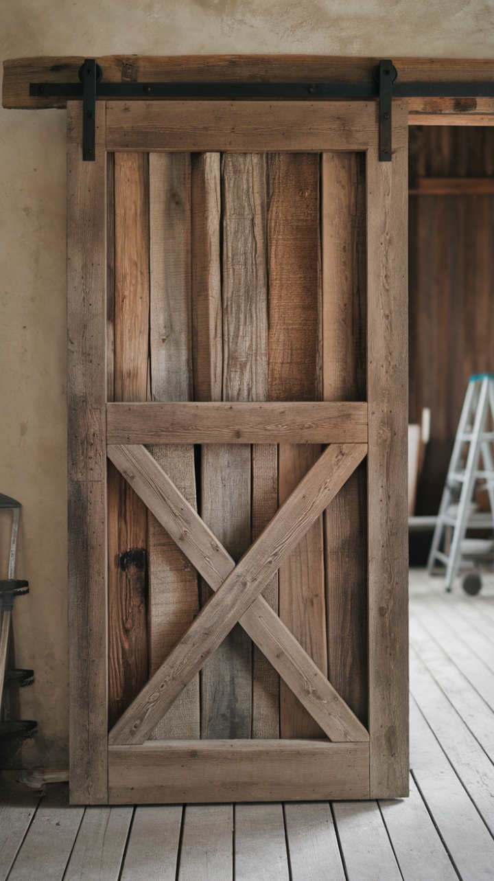 Timeless Charm: Warmth and Texture with a Weathered Wooden Barn Door
