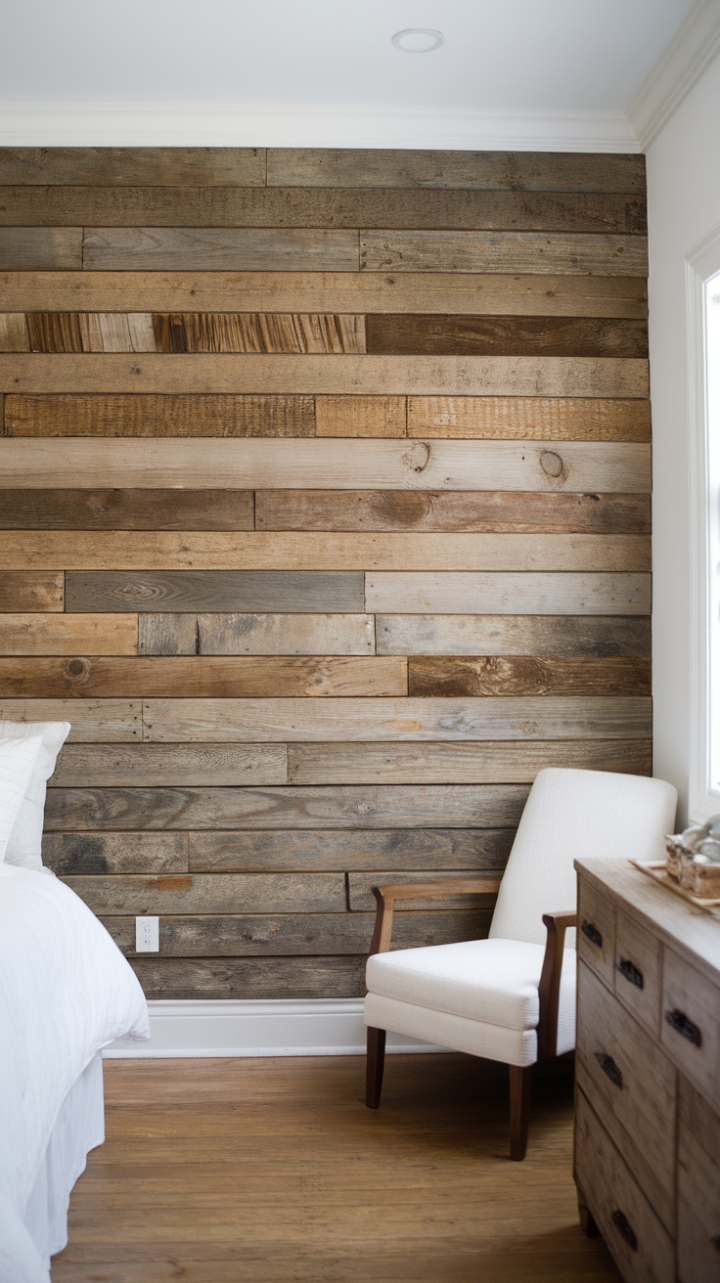 Elevating Simplicity: The Charm of Wood Plank Wall in a Modern Retreat