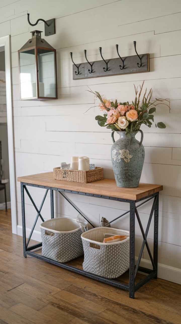 Entryway Charm: Combining Wood and Metal for a Cozy First Impression