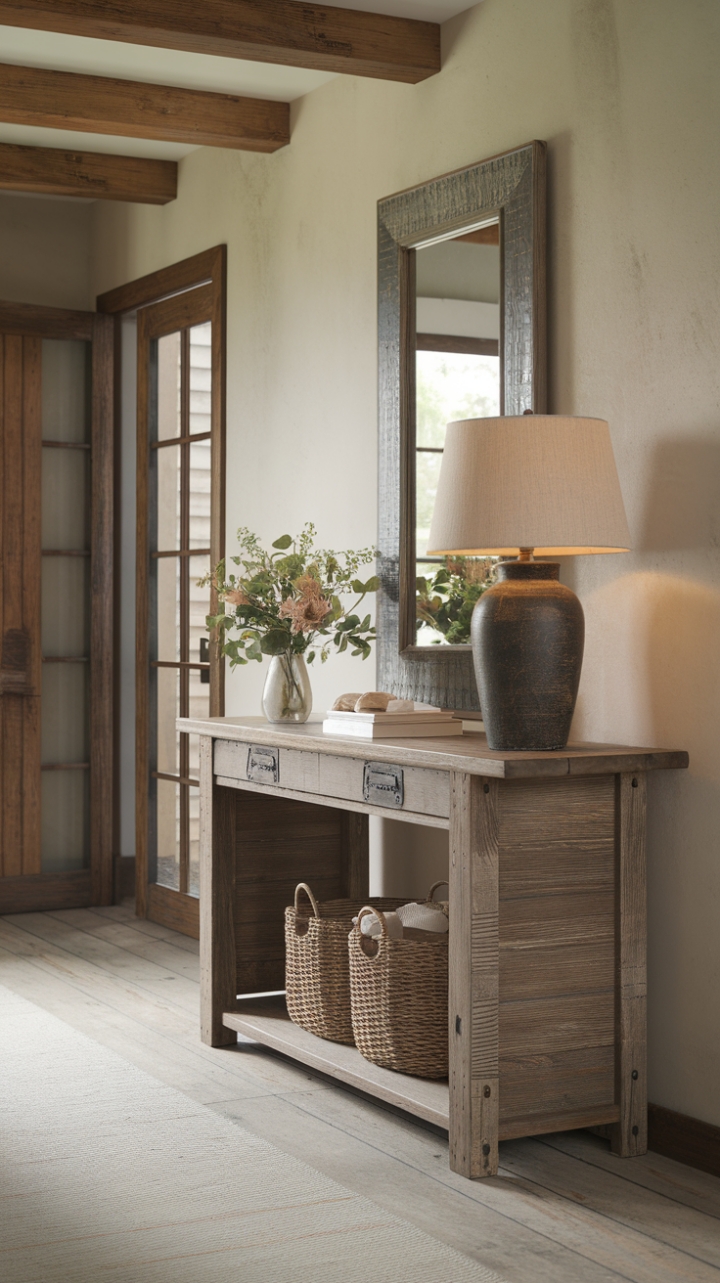 Warmth and Character in Rustic Entryway Console